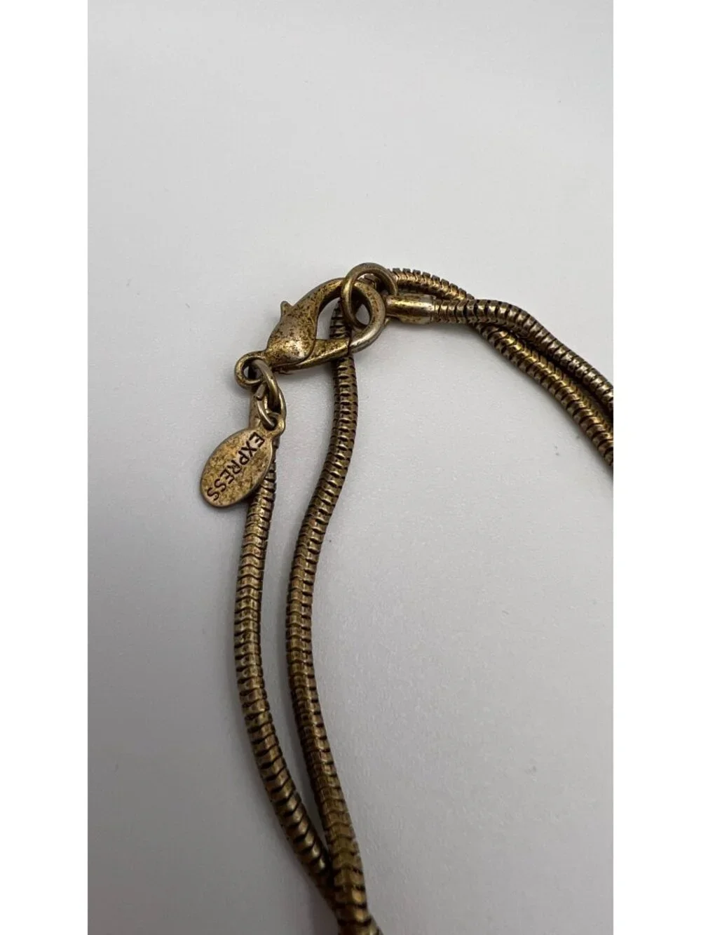 Vintage Express Double-Strand Snake Chain Necklace In Antiqued Gold Finish